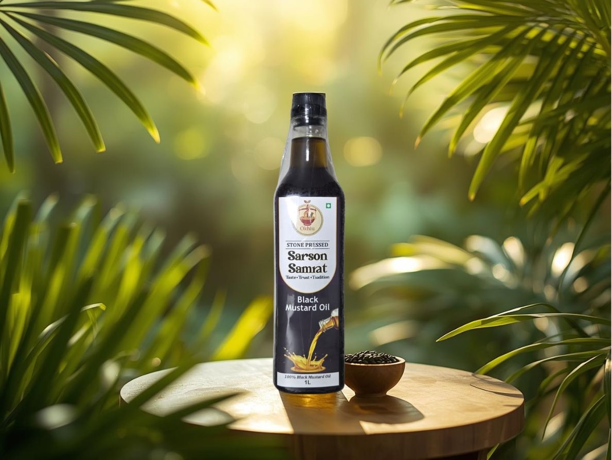 Stone Pressed Black Mustard Oil - 1L (Glass Bottle)